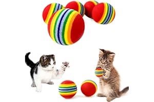 PET SHOW 10pcs 1.38" Red Rainbow Cat Toy Balls Soft EVA Foam Interactive Indoor Kittens Favorite Toys 35mm Dia. Small Dogs Puppies Toy Balls Bulk Activity Chase Quiet Play Sponge Ball
