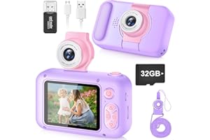 Macchina Fotografica Bambini, ARNSSIEN Fotocamera Bambini,180 °Flip Len, 2,4" Fotocamera Digitale con 32 GB,Regalo Bambino e Bambina 3 4 5 6 7 8 9 10 11 12 anni,Regalo di Compleanno/Natale,X101
