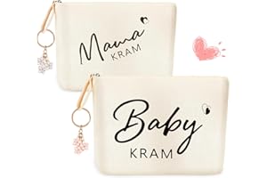 HGRGHH 2PCS Geschenke für Mama zur Geburt, Baby Erstausstattung, Mutter Beutel mit Reißverschluss und Blumenbehänge, Neugeborene Geschenk, Babyparty Geschenk für Schwangere Freundin Werdende Mama