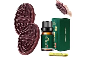 EKUKEON 2Pcs Meridian Massagebürste mit 10ml Ätherische Öle und 1.5-Meter-Maßband, Professional Meridian Massagebürste, Five Elements Meridians Brush, For Waist, Abdomen, Head, Leg