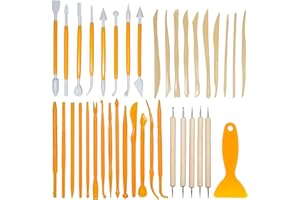 XWYDZ Air Dry Clay Tools, 38 Pcs Pottery Clay Sculpting Tools, Clay Modelling Tools, Clay Sculpting Tools for Sculpture, Modelling Clay, Polymer, Ceramic, Embossing, Polymer Clay Tools, Wood Carving Tools