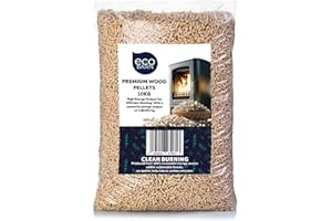 Eco Barn Premium Wood Pellets (1 x 10Kg Bag). Sustainable Heating, Wood Pellets Pizza Oven, Easy to Light, BSL Certified Barbecuing Wood Pellets or Pizza Pellets - Genuine Eco Barn Pellets
