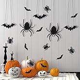 Bat and Spider Wall Decorations, Decorations 3D Wall Decor Realistic Felt Bats Stickers for Outdoor DIY Home Decor Party Supp