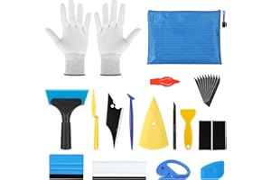 QICHAN 26 Pcs Car Window Tint Kit, Vinyl Wrap Tools with Scraper, Gloves, 2 Lint, Zipper Bag, 10 Blades, Window Tint Kit, Car Wrapping Tools for Applying Self Adhesive Window Decal Stickers