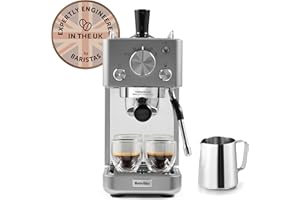Breville Barista Slimline Espresso Machine | Integrated Milk Frother | Compact Coffee Maker for Cappuccinos, Lattes & More | 15 Bar Pump | Silver [VCF185]