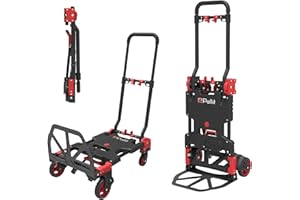 ‎PALLIT Pallit 2-in-1 Sackkarre klappbar 137 kg Tragkraft Plattformwagen leicht, Robuster Transportwagen für Umzug, Werkstatt & Lager, Stahlrahmen, 360° Reifen Move