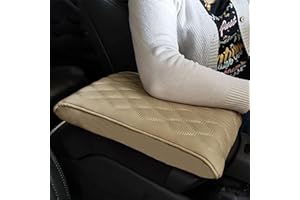 77TKIOP Leather Car Armrest Box Pad, Universal Center Console Lederpolster, Armlehne Universal Auto Box Pad, Auto Armlehnen Auflage, Armlehnenbox aus Gedächtnisschaum für Fahrzeuge (Beige)