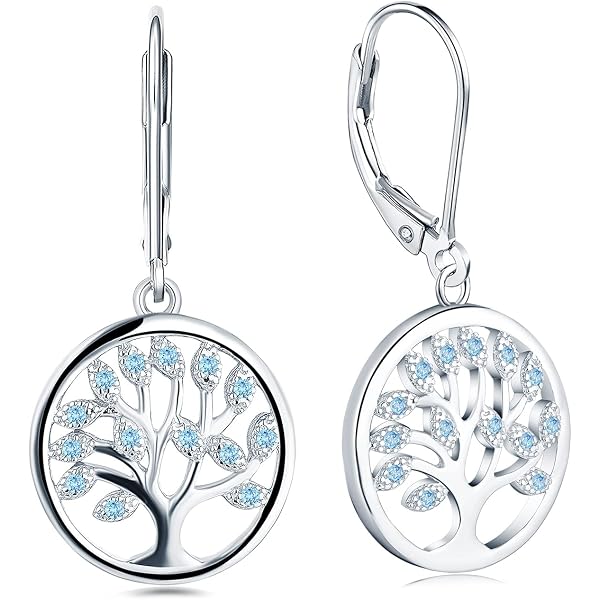 Boucles D'oreilles Arbre De Vie - Plaqué Or 18ct & Zirconium, Neuves Avec étiquettes