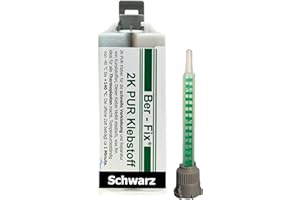 Ber-Fix Stoßstange Reparatur 2K PUR 60Sek. SCHWARZER Kunststoffkleber 2K Kleber Kunststoff-Reparatur 50g Kartusche 1:1