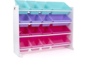Humble Crew, White/Blue/Pink/Purple Extra-Large Toy Organizer, 16 Storage Bins