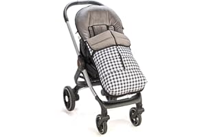 VARIOUSS Saco polar de Silla de Paseo Universal, Saco carrito de Bebé invierno, Desmontable impermeable y transpirable (Vichy Negro)