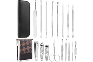 Fiyuer Aguja Extractor Puntos Negros Limpiador Kit Punto Negro Blackhead Remover Set,kit de Cortauñas Set de Manicura y Pedicura Perfecto Sistema Para el Uso Profesional y Diario de Herramienta