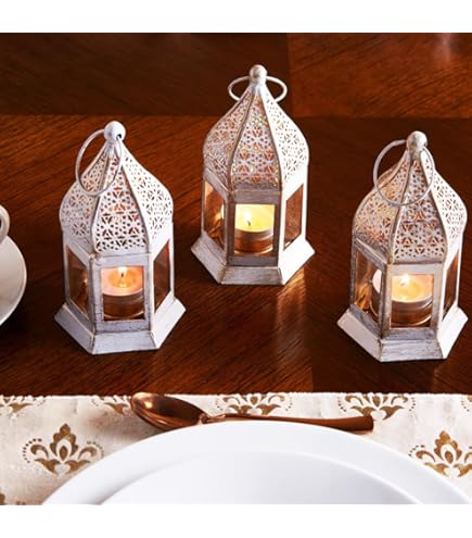 Set 3 Lanterne Orientali Gadi 12cm - MetallO E Vetro Per Esterni/Interni, Decorazione Ramadan O Natale - Foto 10