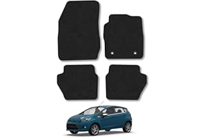 CAR MAT CO Car Mats Compatible with Ford Fiesta (2008-2011) [MK6] Black Carpet Tailored Fit Car Floor Mats Set Accessory Custom Fit Water-Resistant Anti Slip Backing All Weather Full Coverage With Clips