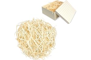Pilyero 300g Papier Déchiqueté, Kraft Raffia Remplissage, Blanc, Kraft Raffia Remplissage, Convient pour Décorer et Protéger les Cadeaux et Décoration de Cadeaux de Pâques (Champagne clair)