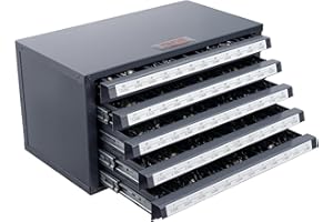 VEVOR Distributeur de Forets 60 Compartiments Étiquetés #1-#60 Boîte de Rangement pour Forets à 5 Tiroirs Coffret Vide pour Foret 37,5x20x20 cm Identification Facile Empilable Rangement Mèches Atelier