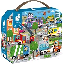 Puzzle Infantil De 24 Piezas 'Bomberos' Janod - Maletín Con Asa, A Partir De 3 Años, Educativo Y Divertido