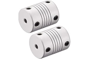sourcing map Acoplamiento Flexible de Eje de 4mm a 5mm, Acoplador 25mm Longitud 19mm Diámetro, Conector de Aleación de aluminio, Accesorios de Motor, 2Pcs