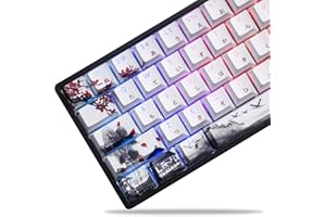 COSTOM Womier Shine Through Keycaps - PBT Japanese Keycaps, 127 Keys Plum Blossom Custom Keycap Set Dye-Sublimation Cherry Profile Keyboard Keycaps for Cherry Gateron MX Switches Mechanical Keyboards