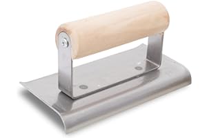 La paleta de borde de hormigón de Marshalltown, R 10 mm, L 13 mm, de acero con mango de madera 152x70 mm, proporciona un hermoso redondeo del hormigón