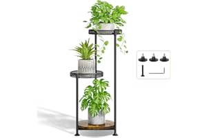 LyTaispuly 3 Etagen Blumenständer, Metall Hoch Pflanzenregal pflanzenhocker Plant Stand Indoor Outdoor Wetterfest, Blumentisch Blumenregal für Innen Wohnzimmer Draußen Balkon Garten Terrasse, schwarz