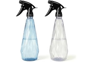 KEPLIN Water Spray Bottles (2 Pack) 600ml – Adjustable Nozzle for Mist & Stream | Reusable & Refillable w/Spray Nozzle | Ideal for Cleaning Kitchen Bath (Blue & Clear)