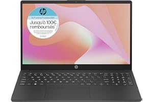 HP Laptop 15-fc0002sf PC Portable 15.6" FHD (AMD Ryzen 3 7320U, RAM 8 Go, SSD 256 Go, AZERTY, Windows 11 Famille en Mode S) Noir - Jusqu'à 100€ remboursés