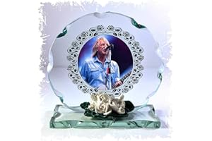 CELLINI Rick Parfitt, Status Quo, Photo Cut Glass Round Frame Plaque Special Occasion Tribute Limited Edition