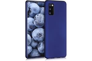 kwmobile Funda para Samsung Galaxy A41 Carcasa - Case TPU y Silicona Ultrafino - Antigolpes con Bordes elevados - Apto Carga inalámbrica - Azul Metalizado