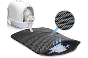 Nobleza- Alfombra para Gatos,Estera Arena Gatos, 60x40cm Diseño de Doble Capa en Forma de Panal,Antideslizante Estera Arena Gatos,Plegable Cat Litter Mat,Material