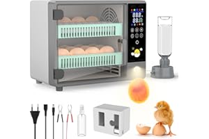 WIWOLER Incubadora Huevos Gallina, Incubadora de 24 Huevos Automaticas con Volteo Automático de Huevos y Humidificación por Atomización Ultrasónica, Pantalla LED a Color et Luz Incorporada para Huevos