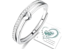 Adramata Anello Donna Argento 925 Regolabile - Placcato Oro 14K, Cuore, Promessa, Fidanzamento, Fedi Nuziali - Anelli Mignolo Oro Rosa, Pollice Argento, Donna Oro