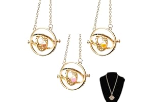 NALIX Collier Retourneur de Temps Hermione, 3 Pcs Harry Potter Retourneur, Harry Potter Collier Avec Pendentif de Sablier pour Les Fans de Herry Potter Cosplay Costume Décorations