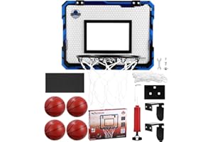 XESPIS Indoor Basketball Hoop for Children, Basketball Basket with 4 Balls, Mini Basketball Hoop Room, Indoor Sports Toy, Outdoor Basketball Board, Wall Mounting, Basketball Set, Suitable Gifts for Boys,