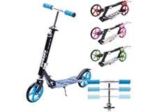 Arebos Cityroller Tretroller Grün Scooter höhenverstellbar | klappbar | inkl. Traggurt | XXL Räder | Tritt-Bremse | für Kinde