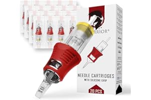 Wkłady z igłami do tatuażu WARRIOR PRO gumy silikonowej Sterylizowane igły do ​​tatuażu Okrągła wkładka 20 sztuk 316L Japońska stal chirurgiczna do makijażu permanentnego PMU(0.25MM-0805M1)