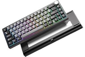YUNZII AL68 Tastiera Meccanica Wireless 60% in Alluminio, QMK/VIA, Sostituibile a Caldo Con Manopola, RGB per Mac/Windows/Linux (Black, Cocoa Cream V2)
