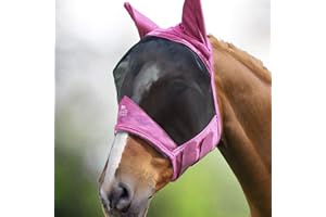 Harrison Howard CareMaster Pro Luminous Cheval Masque Anti-Mouches Standard avec Oreilles Protection UV pour Cheval-Rose Clair (L)