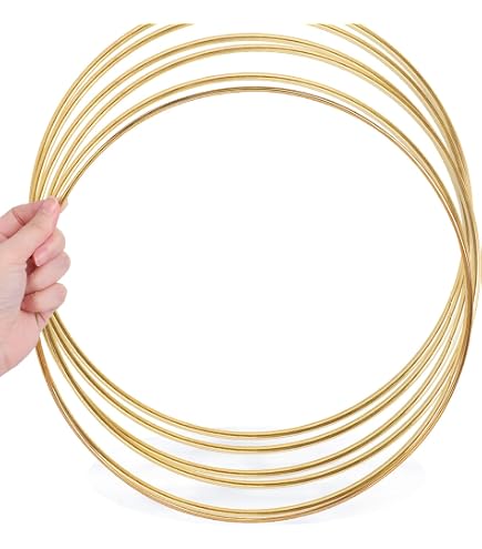 Lot 8 Anneaux Métalliques Dorés 25 Cm + Porte-Cartes Bois – Idéal Couronnes Mariage, Déco Table, Attrape-Rêves & Macramé