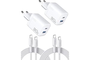 INIU 2 st USB C- och A-laddare, 30 W, flera laddare med USB-C-kabel, PD 3.0 snabbladdarkontakt adapter