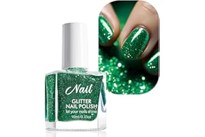 FANFALUV Glitter Nail Plish-Shiny Christmas Green Nail Polish Quick Dry-No UV Lamp Curing, Vegan No Chip Peel Off Nail Polish For Girl,Salon Manicure-Nail Varnish Gift Sets For Women