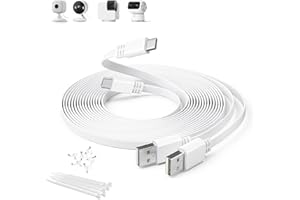 Itramax Extra langes USBA zu USBC Verlängerungskabel 9M,2Pack flaches Stromladekabel Typ C Ladegerät 2.0 für Blink Mini 2/Outdoor 4,eufy 4G LTE Cam S330,EZVIZ H6c 2K/H6/CP1 Pro/CB2,Tapo C120,Weiß