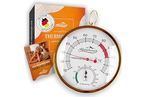 ALPENHAUCH Sauna Thermometer Hygrometer [2-in-1 Function] - Particularly Precise Sauna Thermometer with Tempered Glass
