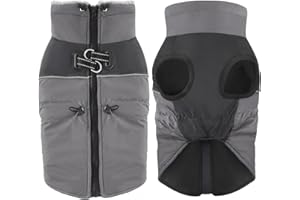 Dolahovy Chaqueta de Perro Impermeable Chaqueta de Invierno, Ropa de Mascota a Prueba de Viento Saltador Grande Abrigo de Perro Chaqueta de Lana Traje de Cachorro pequeño y Mediano (Gris, 6XL)