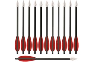 WANVZMR 6,3" Carbon Armbrust Bolzen Pfeile mit Jagdspitzen für 50-80lbs Pistolenarmbrust Präzisionsziel, Mini Armbrustpfeile Pistole Armbrust Carbon Bolzen für Schießübungen und kleine Jagd