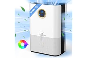 IAB Luftentfeuchter Elektrisch, 1200 ml Dehumidifier für Zuhause, 5-Farbiges LED, Digitalanzeige, Tragbarer Raumluftentfeuchter für Wohnung, Badezimmer-Gegen Feuchtigkeit