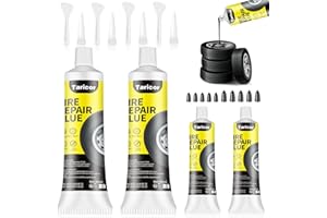 TARICOR Tacicor 4 Stück Reifenreparatur Kleber, 120ml Gummikleber Schwarz, Autoreifen Kleber, Autoreifen Reparaturset für Repariert Schnell Reifenrisse, Löcher Und Abblättern mit Spitzendüse und Schaber