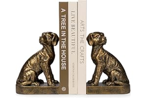 MXARLTR Decorative Bookends for Shelves, Dog Book Ends for Heavy Books, Labrador Retriever Statues Bookends for Heavy Books with Anti-Slip Base Book Holders for Home Office Decor