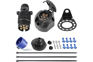 SPARKMOTO Spina Rimorchio 7 Poli E Presa Rimorchio 7 Poli,12V Spina Presa Rimorchio 7 Poli,con Staffa di Montaggio,Guarnizione E porta spina rimorchio,Impermeabile Spina 7 Poli Presa 7 Poli Rimorchio