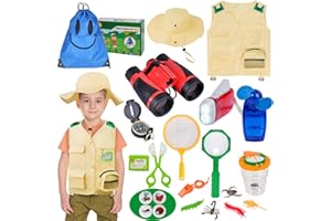 MELAND Kit explorateur pour enfants – Kits de chasse aux insectes pour enfants avec costume d'explorateur, chapeau, jumelles, aventure en plein air, 7, 8 ans